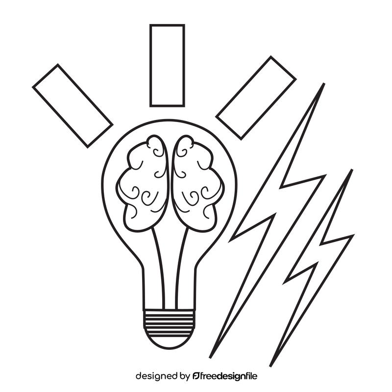 Idea bulb black and white clipart