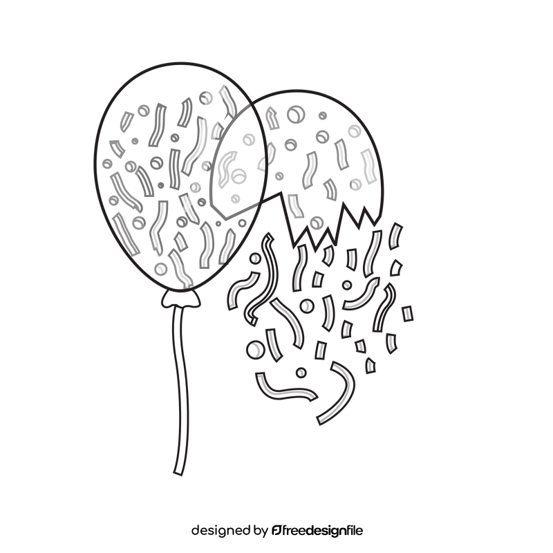 Confetti balloons black and white clipart