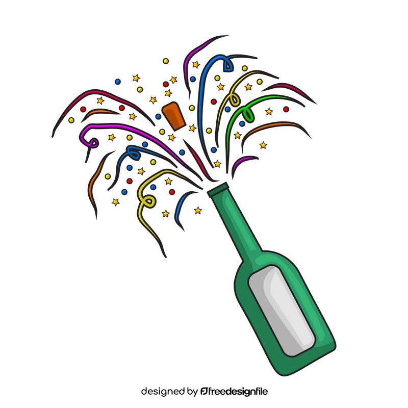 Confetti champagne bottle clipart