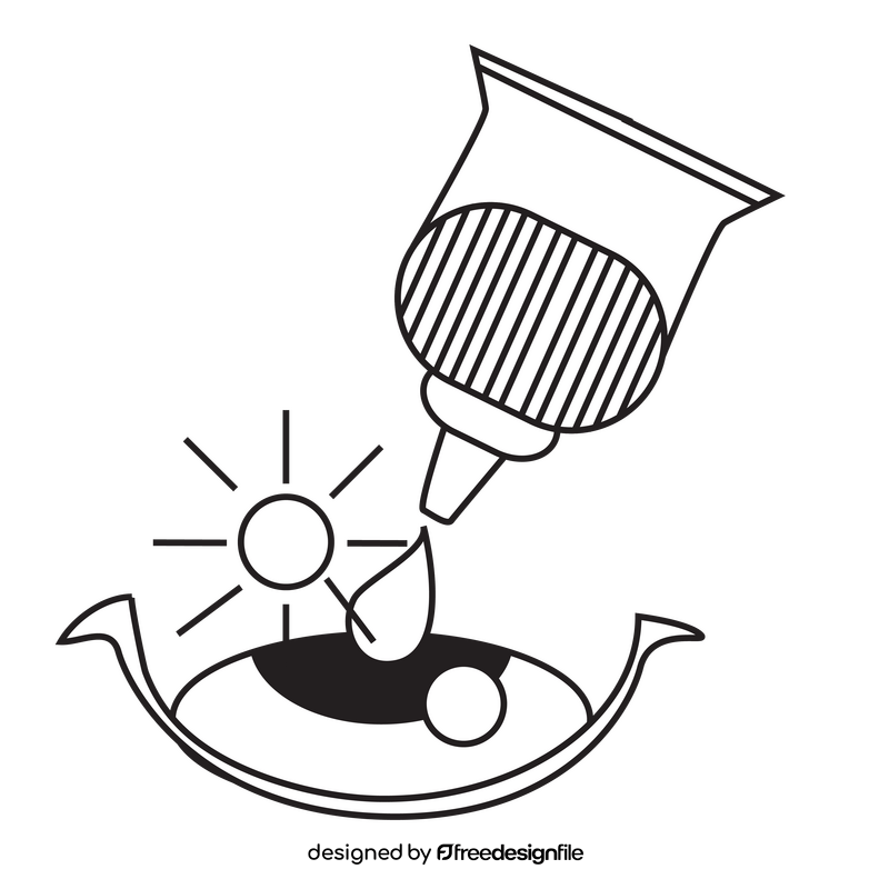 Eye drops cartoon black and white clipart