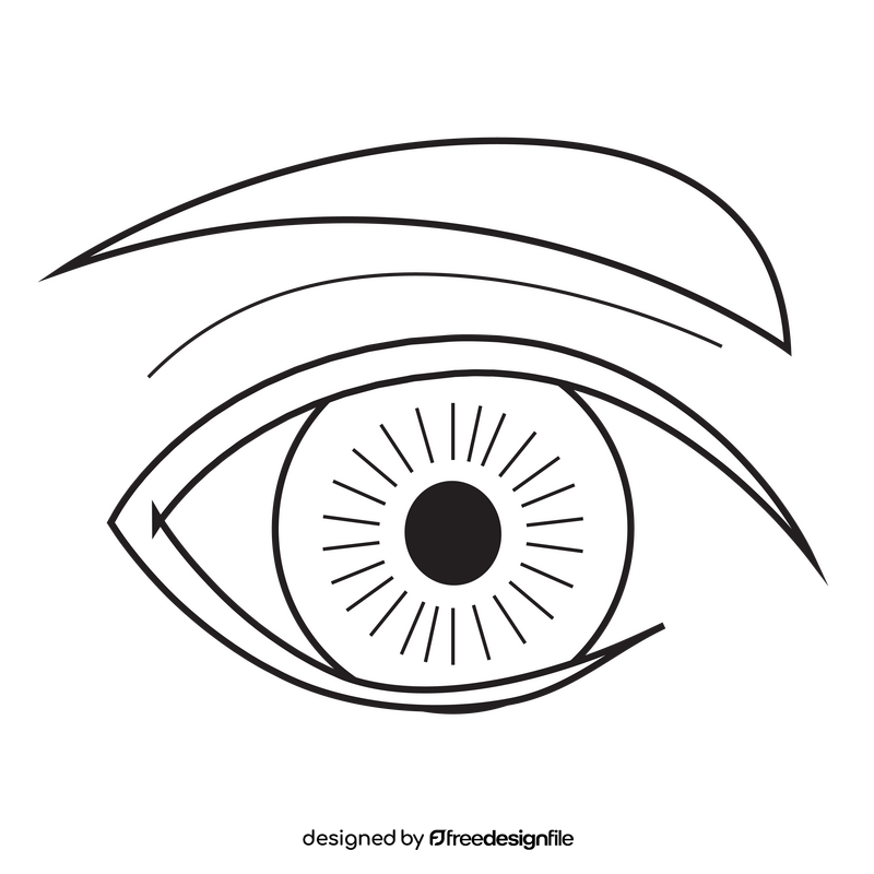 Eye iris drawing black and white clipart