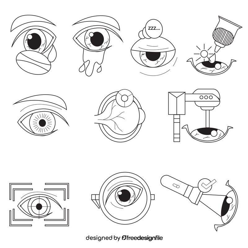 Eyes related images set black and white vector