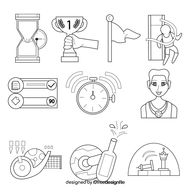 Finish related images set black and white vector