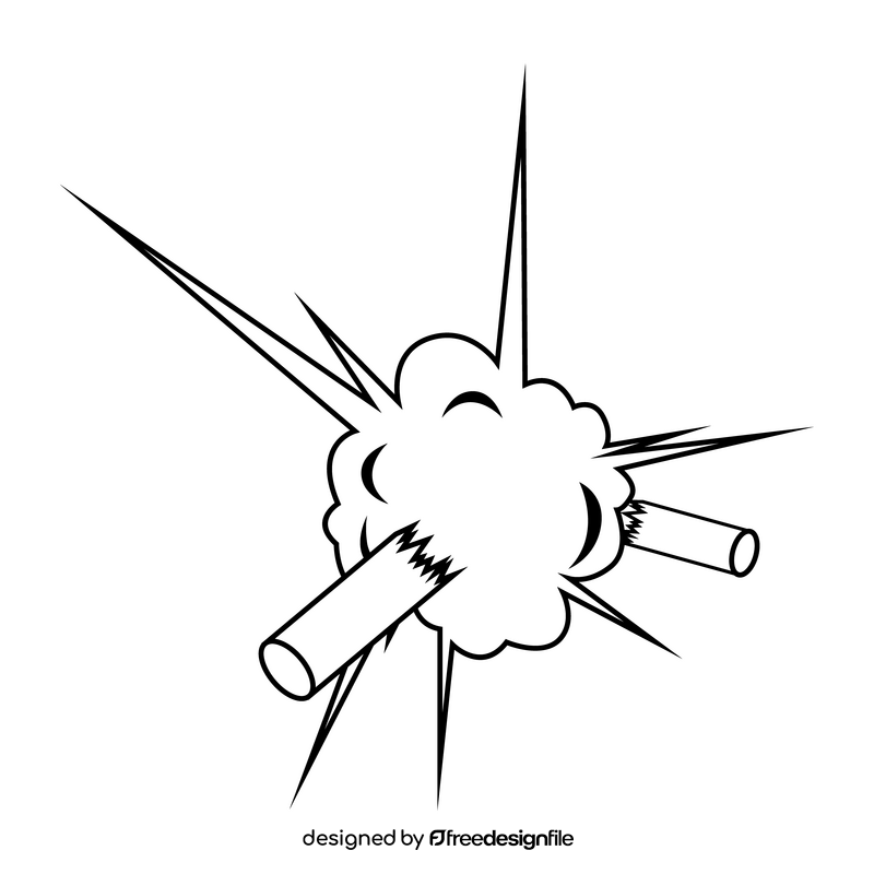 Firecracker exploding black and white clipart