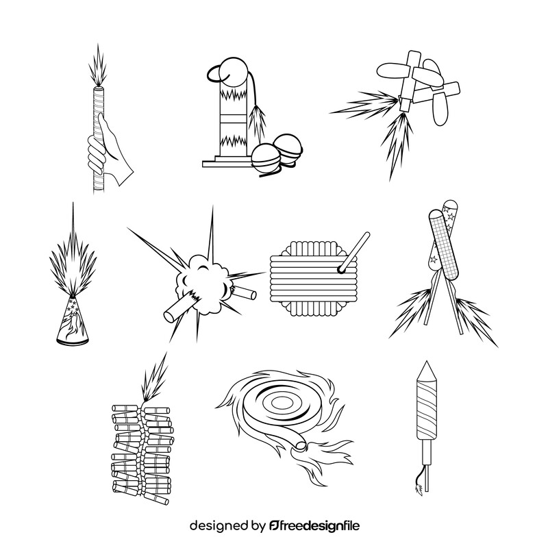 Firecracker set black and white vector