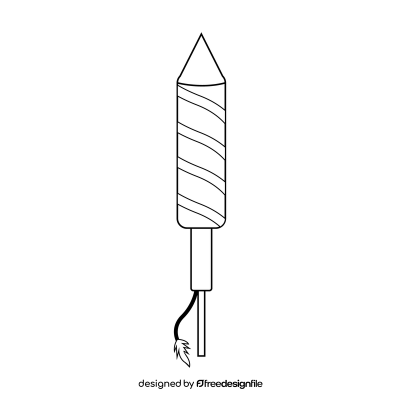 Firecracker sky rocket black and white clipart