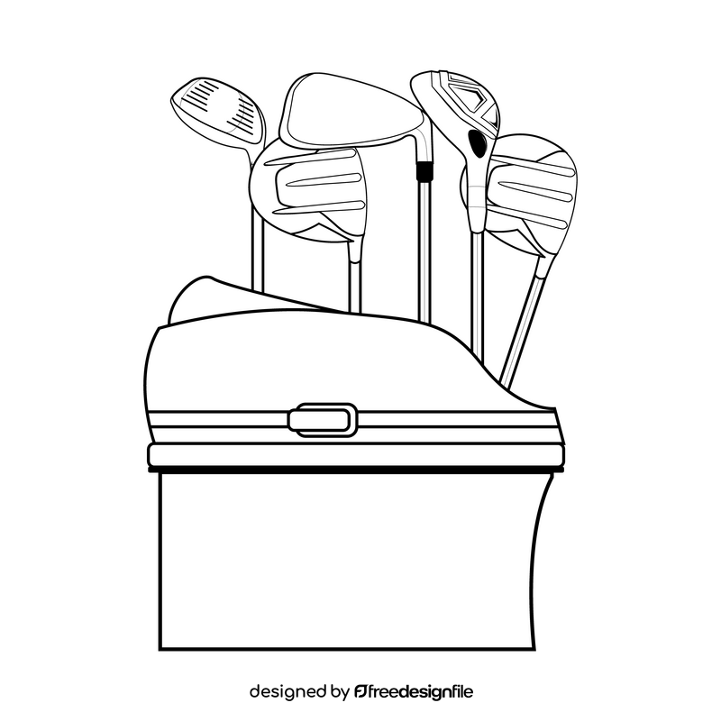 Golf clubs bug drawing black and white clipart