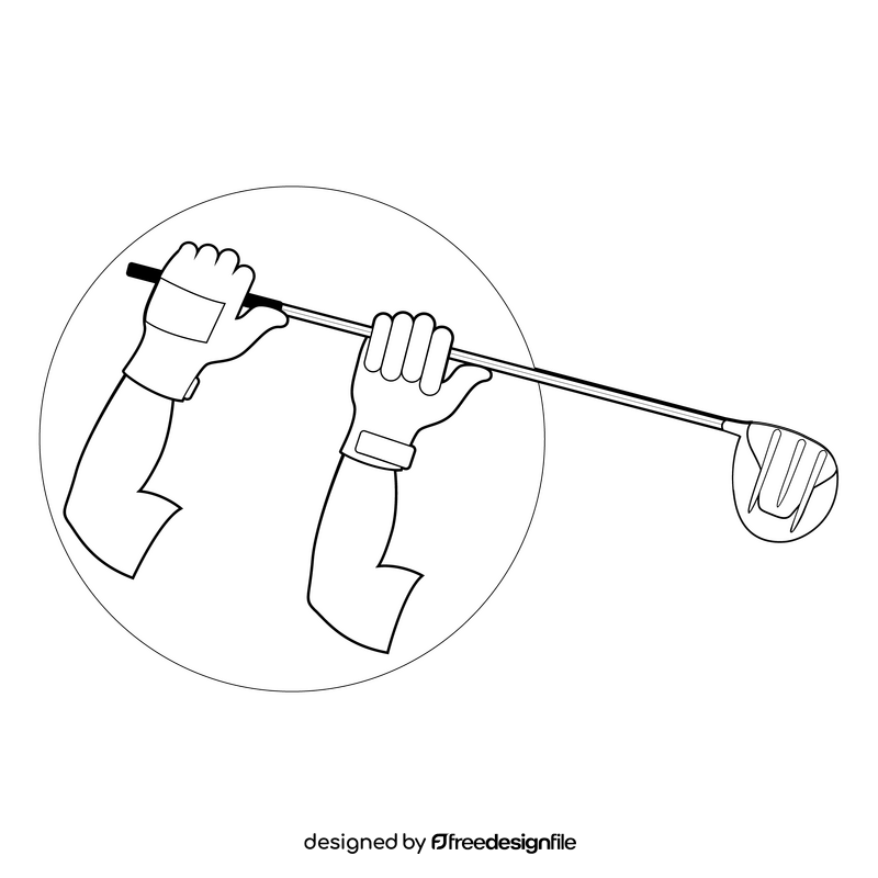 Golf club swing black and white clipart