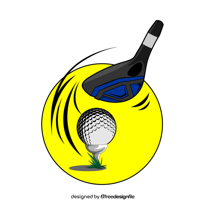 Golf club and golf ball hit clipart