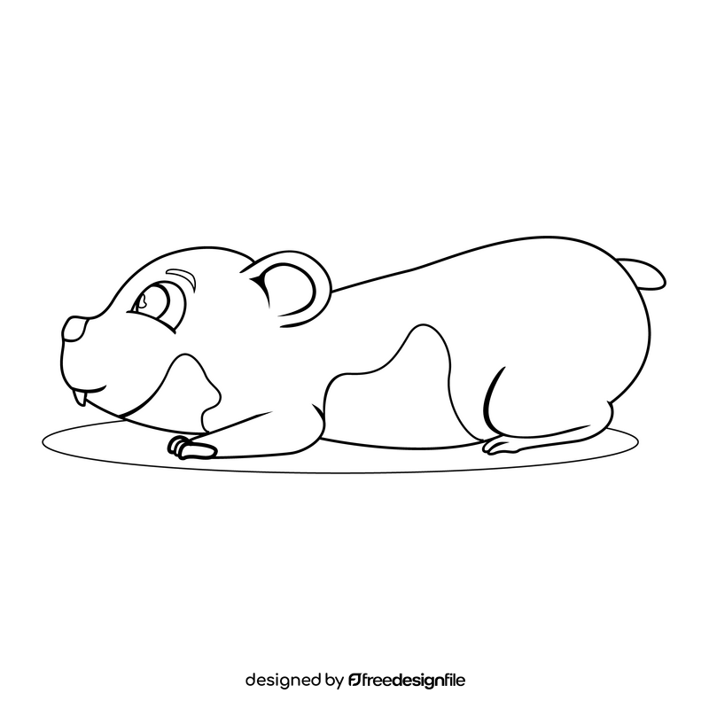 Adorable hamster drawing black and white clipart