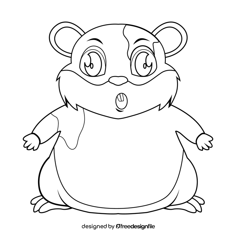 Funny hamster black and white clipart