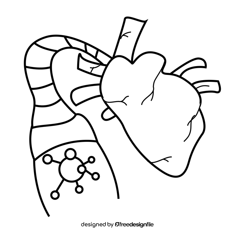 Human heart organ function, get rid of metabolism waste black and white clipart