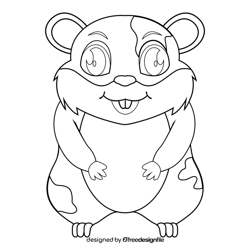 Hamster cartoon drawing black and white clipart