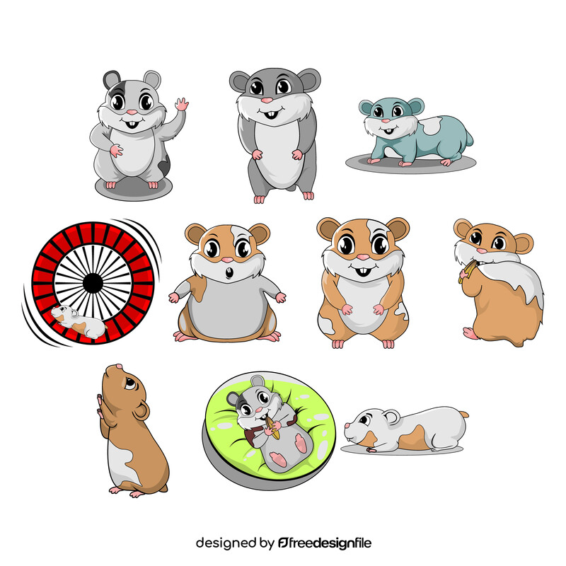 Hamster cartoon set vector