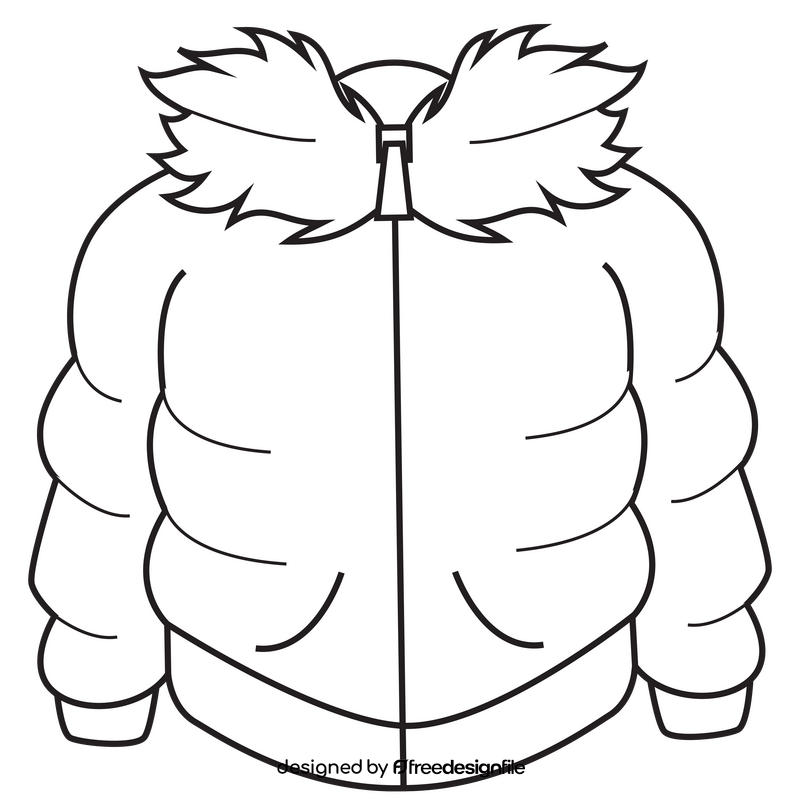 Hoodie with fur black and white clipart