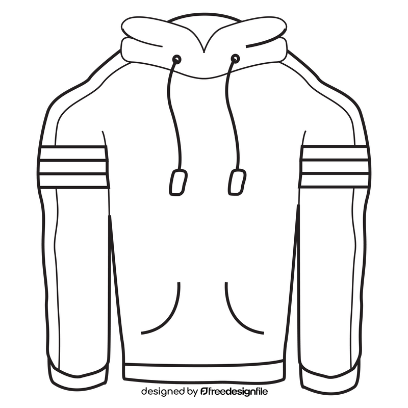 Hoodie cartoon black and white clipart