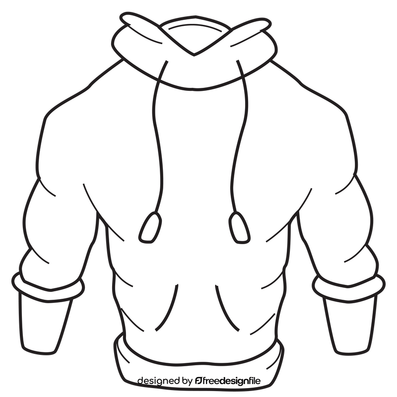 Hoodie slimfit drawing black and white clipart