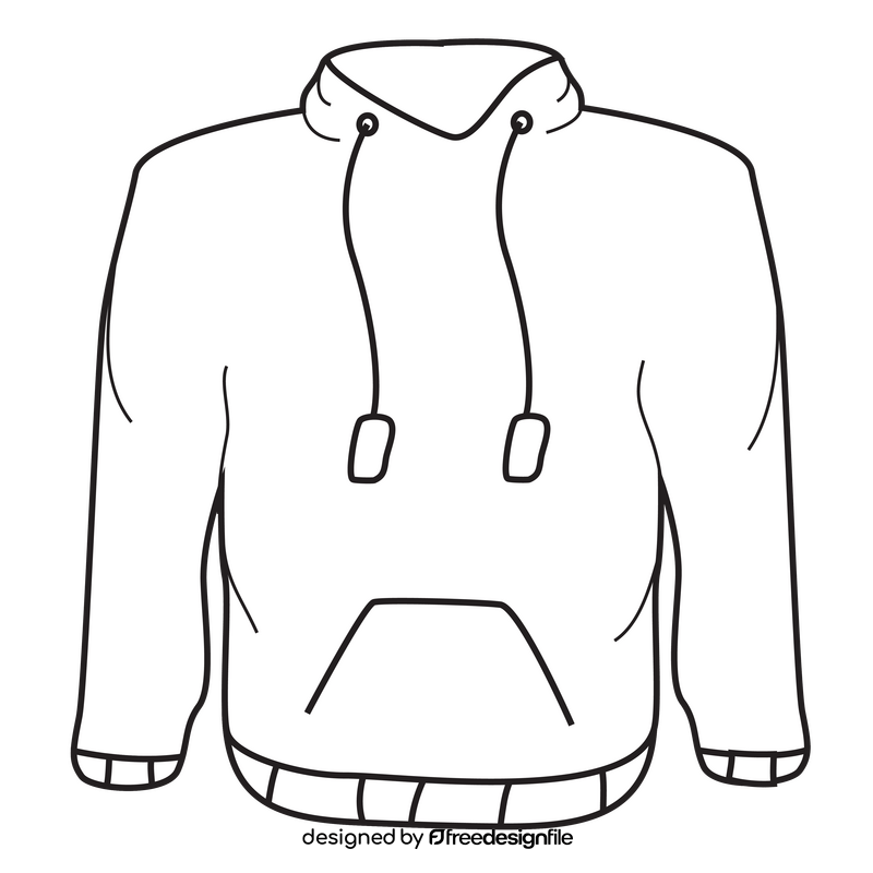 Hoodie drawing black and white clipart