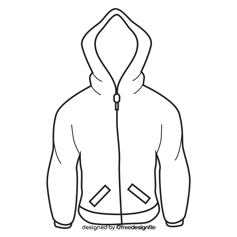 Zip up hoodie drawing black and white clipart