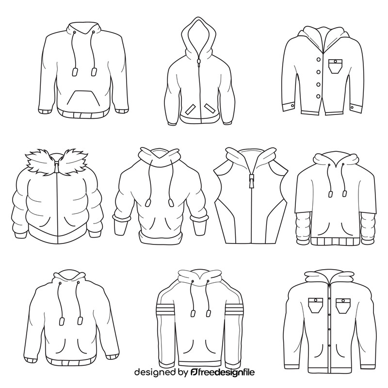 Hoodie set black and white vector