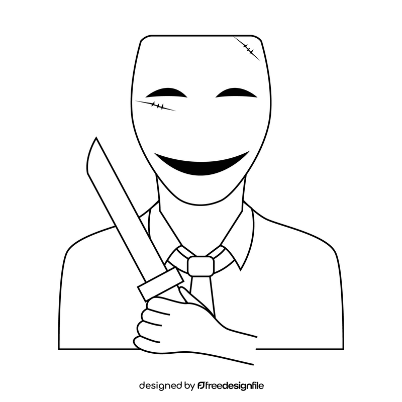 Horror psychopath drawing black and white clipart free download