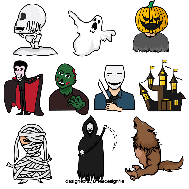 Horror clipart set vector