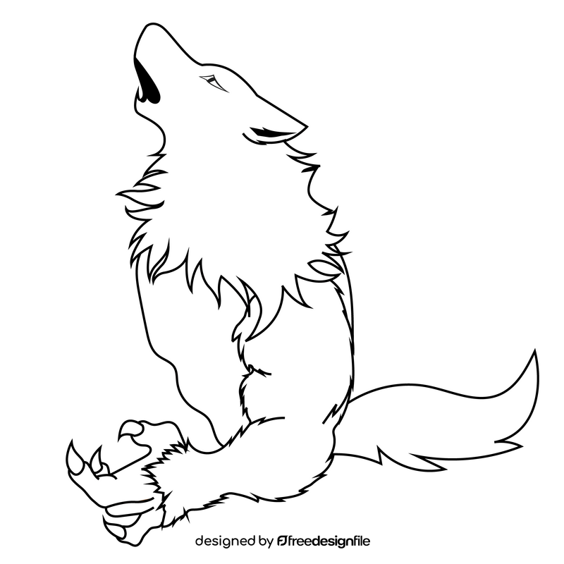 Horror werewolf drawing black and white clipart