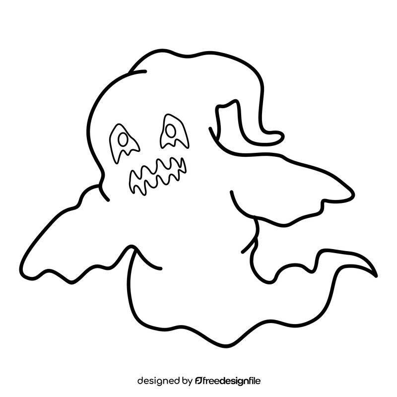 Horror ghost character drawing black and white clipart