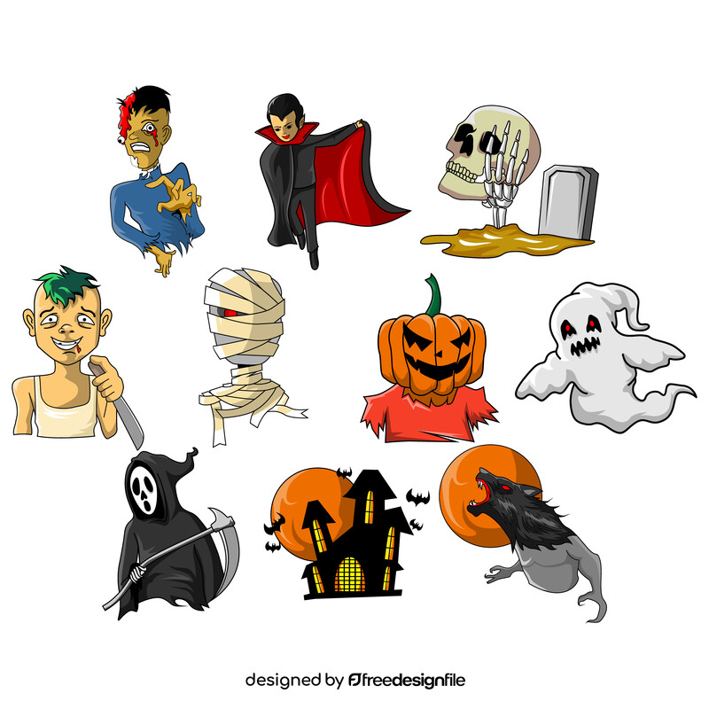 Horror clipart set vector