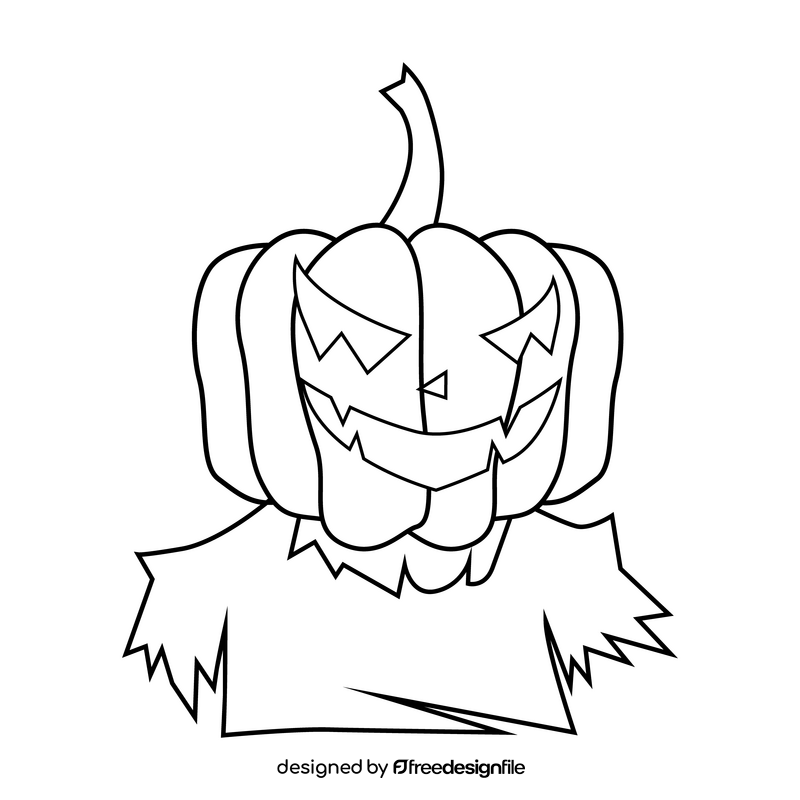 Horror jack o lantern black and white clipart