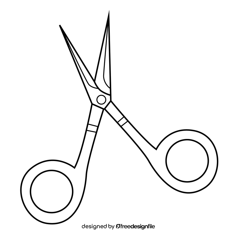 Manicure cuticle scissors black and white clipart