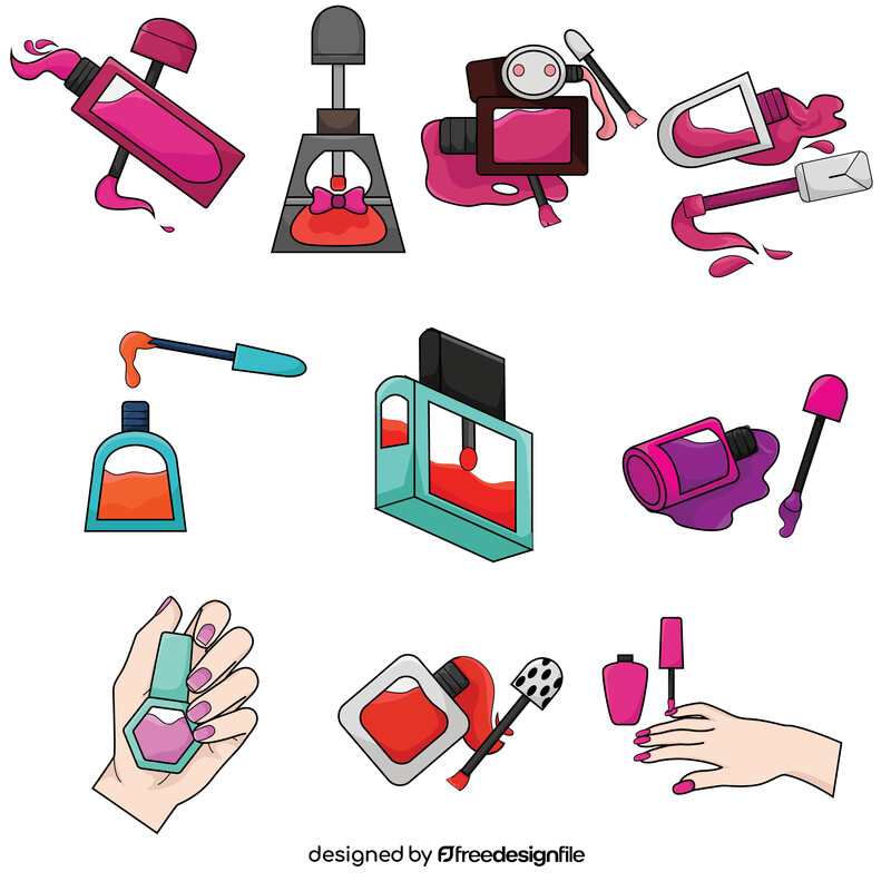 Nail polish clipart set vector