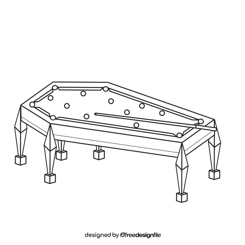 Pool table coffin black and white clipart