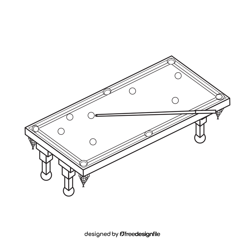 Pool table classic drawing black and white clipart