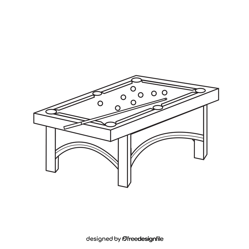 Pool table steel black and white clipart