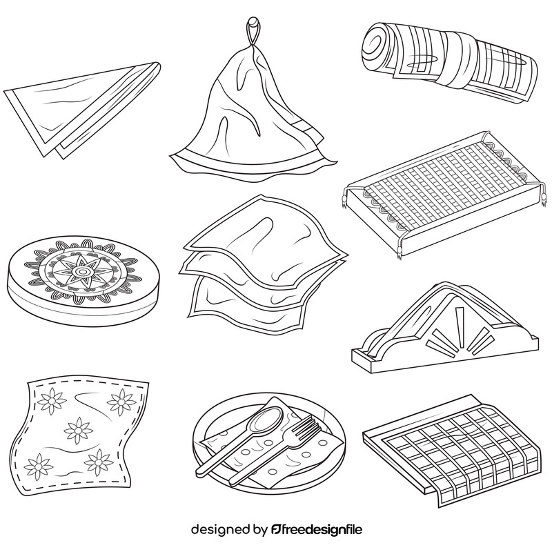 Napkin images set black and white vector