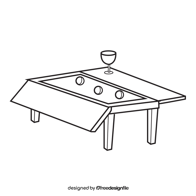 Diner pool table black and white clipart