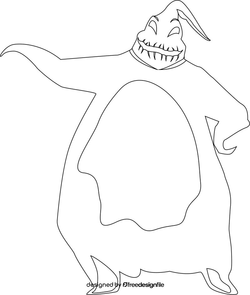 Boogeyman cartoon character black and white clipart