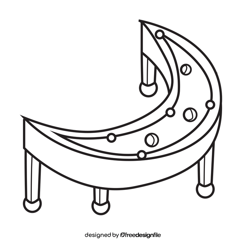 Crescent pool table black and white clipart