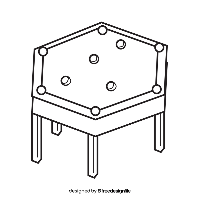 Hexagon pool table black and white clipart