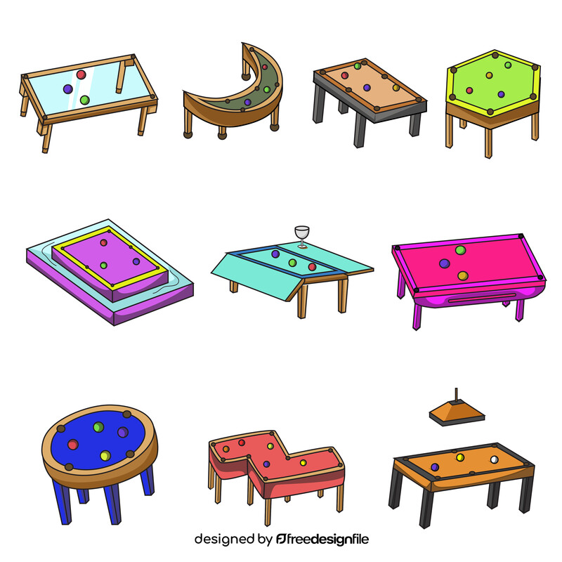 Pool table clipart set vector