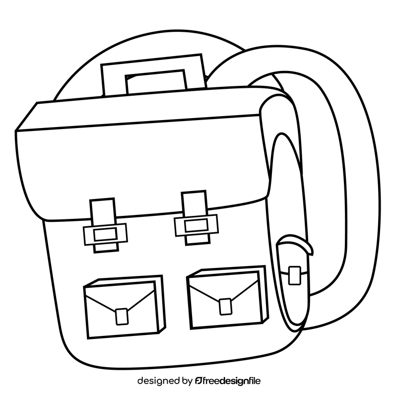 Cartoon school bag drawing black and white clipart