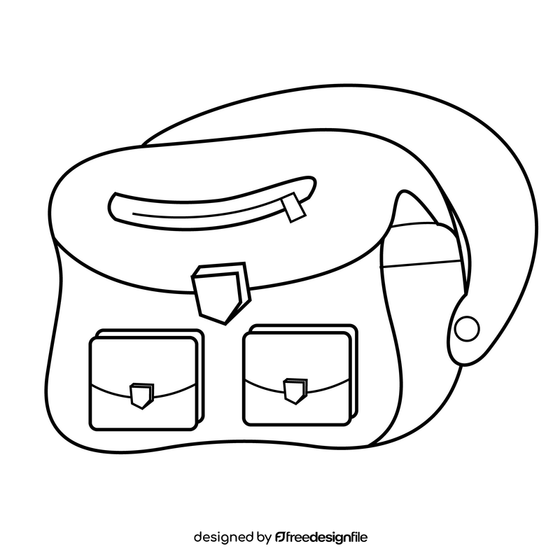 School bag black and white clipart