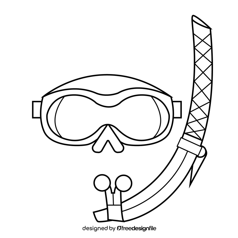 Snorkel drawing black and white clipart