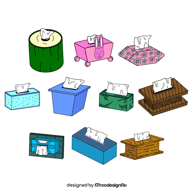 Tissue box clipart set vector