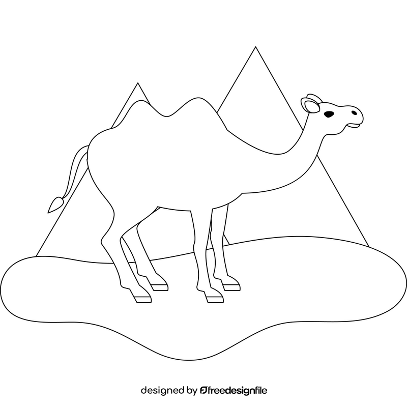 Camel drawing black and white clipart