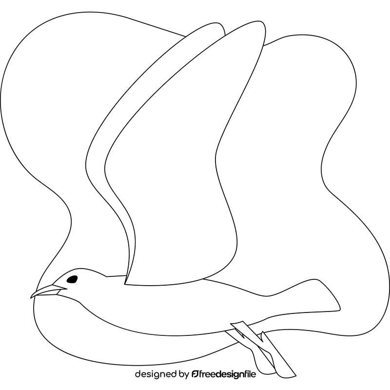 Seagull drawing black and white clipart