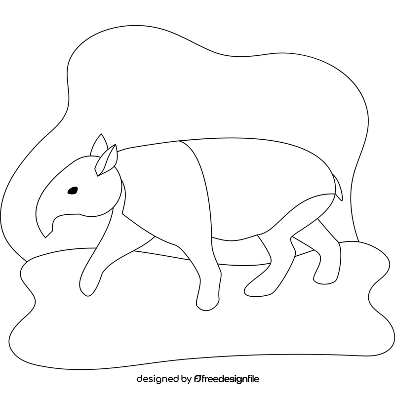 Tapir drawing black and white clipart