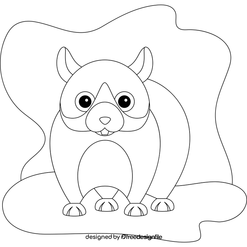 Hamster drawing black and white clipart