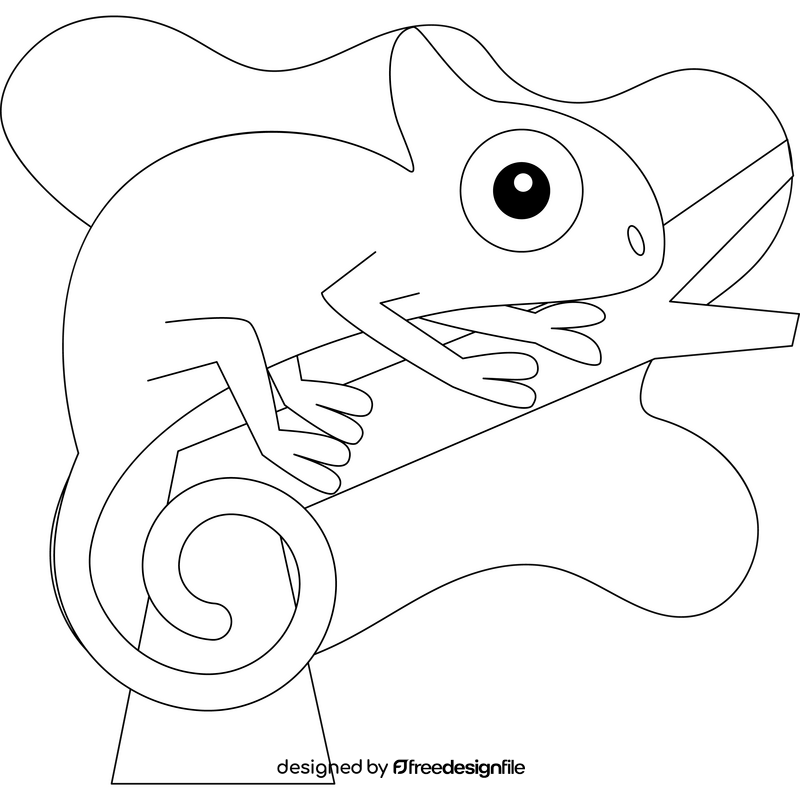 Chameleon drawing black and white clipart